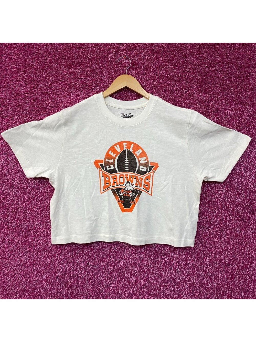 Junk Food Clothing Women's Cleveland Browns Mock Neck Crop Tee XL
